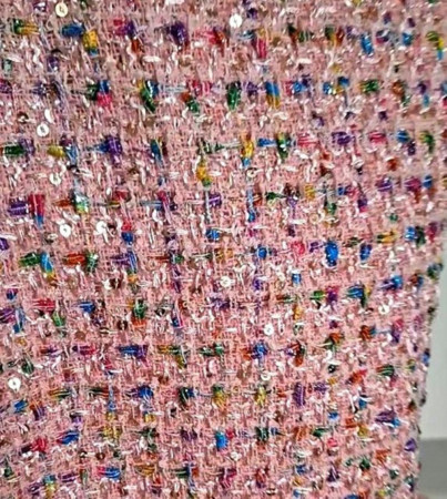 materiál tvíd s flitry